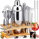 MUOIVG Cocktail Shaker Set,14 Pezzi Kit Set Cocktail, Set Shaker in Acciaio Inossidabile,750ml Shaker con Accessori, Compreso
