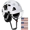AOLAMEGS Construction Hard Hats with Visor - OSHA Approved Construction Hardhat with Chin Straps Adjustable Vented Safety Helmet 6-Point Suspension Work Hardhats for Industrial Outdoor