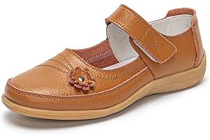 Rusffes Women's Leather Mary Jane Shoes - Black - Ladies Wide Fit - Flat - Casual, Work, Office, Nurse Shoes