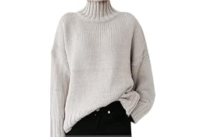 Sanahy Womens Casual Long Sleeve Mock Neck Sweater Solid Comfy Oversized Turtleneck Knit Sweaters Loose Pullover Jumper Tops