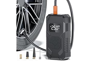 TIILETZOTE Elektrische Luftpumpe 150PSI Tire Inflator Portable Air Compressor, Akku Kompressor mit Manometer, Fahrradpumpe Elektrisch wiederaufladbar Reifenfüller für Auto, Fahrrad, Motorrad, Bälle
