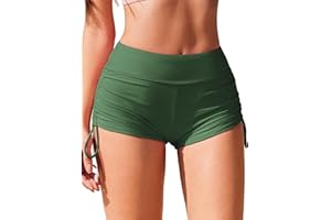 AI'MAGE Swim Shorts Women's Swimming Trunks High Waisted Shorts Quick-Drying Board Shorts Adjustable Ruched Side Tie Bikini Bottoms Hotpants Tummy Control Swimwear S-XXL