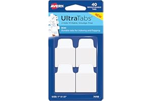 Avery 74788 Mini-Ultra-Tabs, beidseitig beschreibbar, Weiß, 40 wiederablösbare Tabs, 2,5 x 3,8 cm
