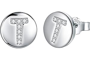 J.Endéar Ohrringe Buchstaben für Damen Mädchen Silber 925 Hypoallergene kleine Ohrstecker Zirkonia Schmuck 8mm Geschenk für Kinder