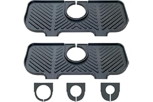 KAHOUI Pack of 2 Adjustable Bayonet Drying Mat Silicone with Three Openings, Universal Silicone Tap Mat, Anti Puddles Sink Splash Guard for Kitchen Faucet and Tap Bathroom