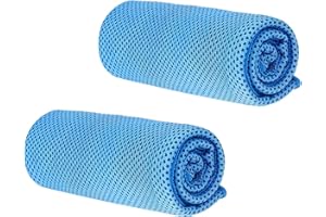 JOYSKY 2 Pcs Cooling Towel Ice Towel for Neck Microfibre Cool Towel 32 x 120 cm Soft Breathable Instant Quick Dry Towel for Men Women Work Out Sports Yoga Golf Fitness Gym Blue