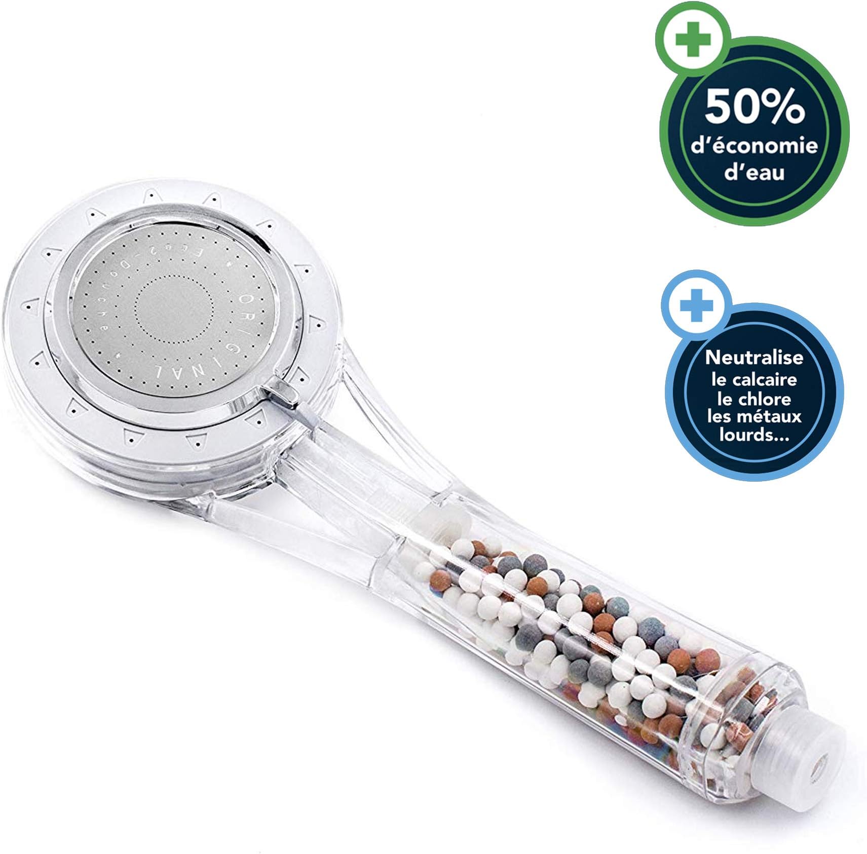 Eco2 - Original Shower Head - Ecological & Economical - Universal - Medallion at the Lépine Concours - French Design - Translucent Shower Head