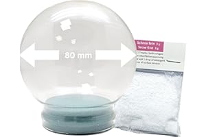 ‎SNOWGLOBE FOR YOU - DO IT YOURSELF Bastel-Schneekugel Ersatzglas m. 1 x Schnee | DIY Ersatzglas | Schneekugel reparieren | 80mm Durchmesser | 40003