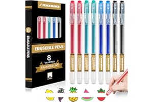 Ezigoo Erasable Pens, 8 Eraser Pen Rub Out Pens 0.7mm, Erasable Gel Pens With Eraser that Rub Out for Students, Kids, and Adults Using for School Office Supplies