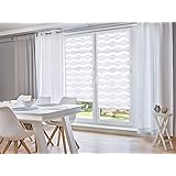 K-home Klemmfix Tenda avvolgibile ondulata, a Doppio Rullo, Bianco, 35 x 150 (B x L)