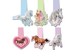 Ruzister 6 Stück Lesezeichen, magnetisches Pferd, Kinder, magnetisches Lesezeichen, Pferde, Mädchen, Geschenke, Mitgebsel für Geburtstag, Abschlussfeier