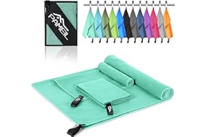 Pameil Lot de 3 Serviettes en Microfibre (Grande Serviette de Bain de 160 x 80 cm et 2 Petites Serviettes de 80 x 40 cm) - Serviette de Voyage en Microfibre à séchage Rapide pour Le Fitness et Le