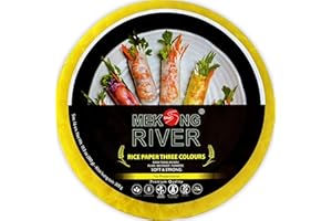 Lyan Mekong River Banh Trang Vietnamese Three Colours Rice Paper Round, 16cm - 300g | Gluten-Free | Vegan | 100% Natural Rice Paper