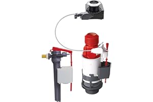 Wirquin 10723884 Chasse d'eau wc complète mécanisme wc double chasse Tronic & robinet flotteur à alimentation latérale Jollyfill, gris et rouge
