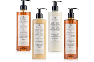 Prija Jabón de Manos Vitalizante, Loción de Masaje Relajante, Hidratante de Manos y Cuerpo y Gel de Ducha y Champú Vitalizante 2 en 1 Paquete de 4 x 380ml