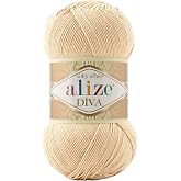 Alize Diva Merserize İnce İp Yazlık Bikini Bustiyer Bluz &Ouml;rg&uuml; İpi 5 Adet (Tuval Beji 368)