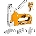INGCO Stapler, 3 in 1 Nail Gun with 600 Staples, for Wood, Furniture