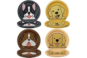 APUXXJUPA Dog Birthday Party Paper Plates, 9’’ Cute Cartoon Dog Dessert Plate Tableware for Dog Themed Birthday Party Decorations Puppy Birthday Party Supplies (40)