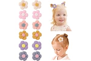 ‎DOOBOI 12 Stück Baby Haarspangen 1,77 Zoll Baby Blumen Haarspange Niedliche Rutschfeste Haar Snap Barrettes Dicke Dünne Haarschmuck Kinder Mädchen Blumen für Kleinkind Kinder Kleines Mädchen Lichtfarbe