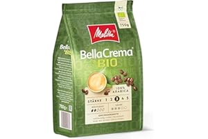 Melitta BellaCrema Bio całe ziarna kawy, niezmielone, ziarna kawy do ekspresu do kawy, łagodne palenie, palone w Niemczech, moc 3, 750 g