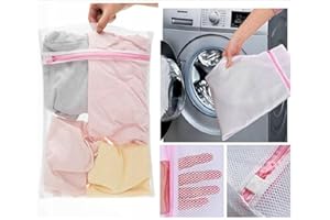 OUTLET ACCESSORI 2 Sacchetti Lavatrice Biancheria - Sacchetto Retina per Lavatrice - Buste per Indumenti Sacchetti Vestiti Viaggio - Busta Salvaspazio con Cerniera 30x40cm
