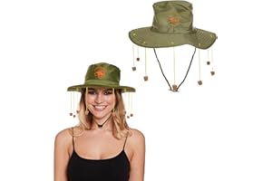 Lizzy | Australian Cork Hat for Adults | One Size, 10 Hanging Corks, Brown | Classic Outback Style, Lightweight, Comfortable Fit | Suitable for Australia Day, Fancy Dress Party