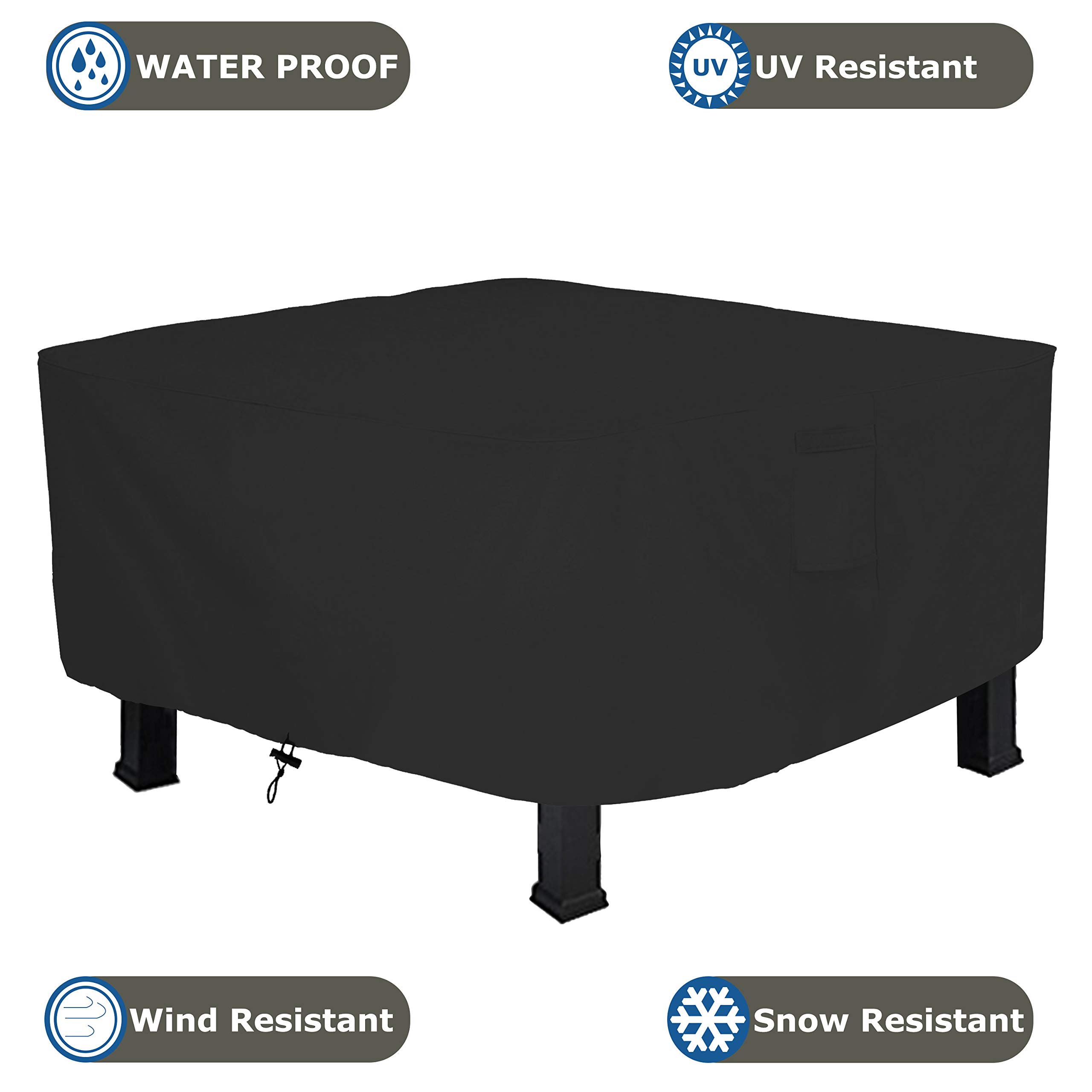 Fire Pit Outdoor Covers - Waterproof, 100% UV Resistant Square Fire Pit Cover, 12Oz PVC Fabric with Air Pockets and Drawstring for Snugfit to Withstand Winds & Storms. – Bild 5
