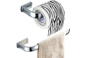 Flybath 2 pezzi Set di Accessori da Bagno-Anello Portasciugamani,Porta Carta Igienica,Montaggio a Parete，Chrome Lucido