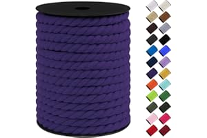 LEREATI Corda Macrame 10mm x 23m, Filo Macrame Corda Cotone Colorata, Macramè Filo Cordino per Borse Uncinetto, Artigianato Fai-Da-Te, Arazzo da Parete, Decorazioni (Viola Intenso)