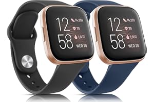 MELIYA 2 Straps for Fitbit Versa 2 Strap/Versa Strap for Women Men, Silicone Sport Replacement Wristband for Fitbit Versa Lite/Versa 2/ Versa