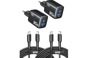 Produktabbildung: INIU 30W USB C Ladegerät, Dual-Port GaN Schnellladegerät mit 1,5m 60W Kabel | Intelligentem Geräteschutz, GaN-