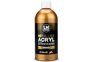 LM-KREATIV LM Metallika Pintura acrílica brillante de 500 ml con efecto metálico, pintura para manualidades, pintura decorativa metálica brillante, bronce