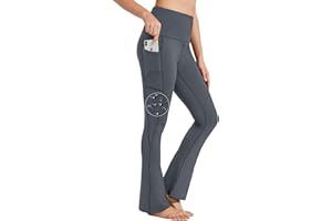 BAYGE Pantalon de Yoga Évasé Taille Haute Imperméable Opaque Contrôle du Ventre Slim Fit Leggings Pantalon de Sport Sweatpants Fitness avec Poches