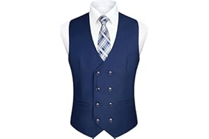 Enlision Gilet da Uomo a Doppio Petto Con Scollo a V Gilet da Abito Casual e Formale da Uomo