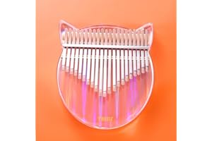 TREELF Kalimba Daumenklavier 21 Tasten Niedliche Katze Acryl Regenbogen Klar Transparent Tastatur Finger Klavier Musikinstrumente,Geschenke für Kinder und Erwachsene Anfänger
