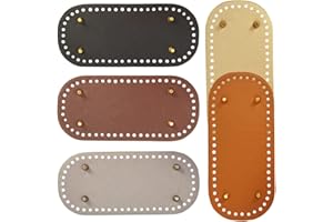 DOULEIN Fond de Sac en Cuir PU,5 Pièces Fond de Sac à Crocheter Tapis de Sac pour Crochet Ovale Crochet Sac Base de Coussin Avec des Trous Pour Sac De Crochet Tissé à La Main De Bricolage