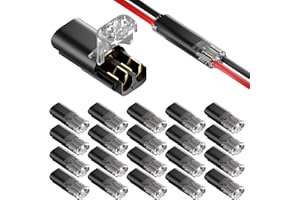 GADITIEK 20Pcs Wire Connectors, Double-wire Push-in Connector with Locking Buckle, 2 Pin 2 Way Peel-free Universal Compact Wire Terminals for Cable, Toolless Spring Quick Splice Wire Connector for AWG18-22