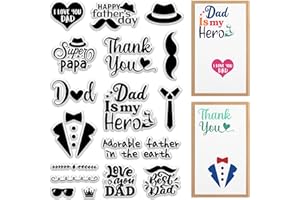 CRASPIRE Father's Day Clear Rubber Stamp Thank You Dad Love Papa Vintage Transparent Silicone Seals Stamp Retro for Journaling Card Making DIY Scrapbooking Handmade Photo Album Notebook Decor