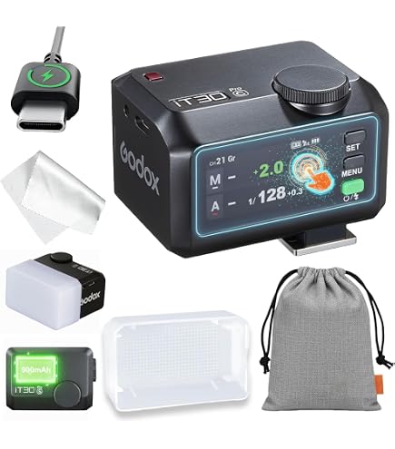 GODOX IT30PRO F Appareil Photo Flash avec Diffuseur IT30 Pro F Mini Flash TTL HSS 1/8000s Flash Compatible avec Fujifilm X100VI GFX100RF XS20 XS10 XT30 II XT5 XM5 GFX50S GFX50R X-T4 X-T3