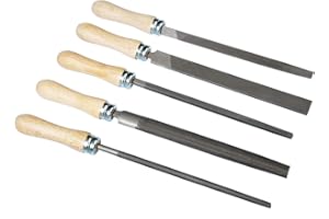 OKEPS GD 5 tlg Metallfeilenset 8" mit Holzheft Flachfeile Halbrundfeile Rundfeile Dreikantfeile Vierkantfeile