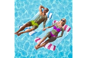 YIFMOO 2 Stück Wasserhängematte Luftmatratze Pool, 4 in 1 Wasser Luftmatratze mit Netz, 128 * 70cm Aufblasbares Hängematte Pool Zubehör, Wasserspielzeug Luftmatratze für Erwachsene und Kinder