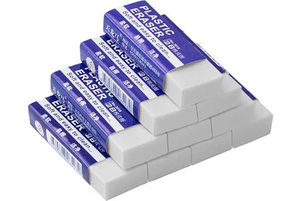 EULANT Lot 10 Gomme Blanche,2B Gomme Crayon Plastique avec Boîte de Rangement pour étudiants enseignants dessin croquis écriture