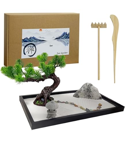 Mini Jardin Zen - Bureau Jardin Zen - Garden Zen Avec Râteau, Brûleur D