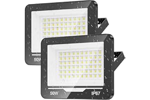 TOPAUBUB Spot Projecteur LED Extérieur 50W 2 Pièce - 5000LM 6500K Blanc Froid Lampe Phare LED Exterieur IP67 Etanche Eclairage Extérieur pour Terrasse,Jardin