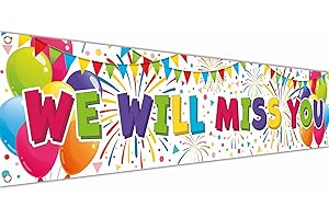 KASKANA We Will Miss You Banner - Good Luck banner and decoration - Sorry Your Leaving decorations - 180 x 40cm with 4 brass holes - Vivid Digital Print - 110Den Thick polyester - Double Seam
