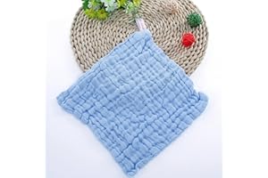 ChamXue Lange Bébé, en Mousseline de Coton, Lot de 5 Langes, 30x30cm Carrés Doux Super Soft pour Peaux Sensibles pour Nouveaux-nés (30x30cm, Bleu(Lot de 5 pcs))