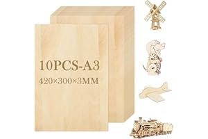 ASelected 10 Stücke Sperrholzplatte Holz 420 * 300 * 3MM - A3 Lindenholz Sperrholz Platte Für Laserprojekte, DIY Modell, Kunst und Handwerk, Gemälde