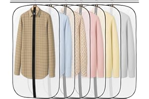 DNTORX 6 Pack Garment Bags 60 * 100cm, PEVA Translucent Garment Covers, 40inch Suit Storage Bags, Dress Organizer Bags Used To Protect Shirts, Winter Coats, Jackets, Evening Dresses and Other Garments