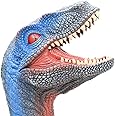 Dinosaur Hand Puppet, Soft Dino Hand Puppets for Kids Rubber Realistic Velociraptor Head