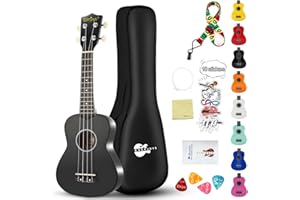 EVERJOYS Sopran-Ukulele Anfängerset für Kinder Erwachsene Studenten mit kostenlosem Online-Unterricht 21 Zoll Ukelele Gig Bag Strap String Stickers Songbook Pick Poliertuch, Rainbow Series Ukalalee